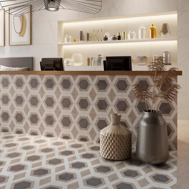 Интерьер с Керамогранит Kerama Marazzi Гран Пале Серый Обрезной SG457320R 50.2x50.2