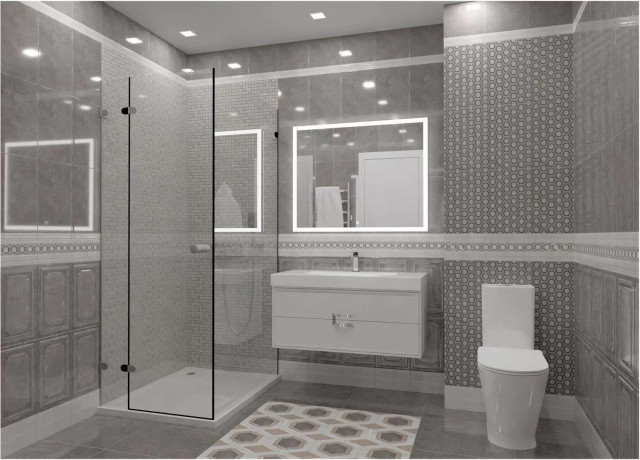 Интерьер с Керамогранит Kerama Marazzi Гран Пале Серый Обрезной SG457320R 50.2x50.2