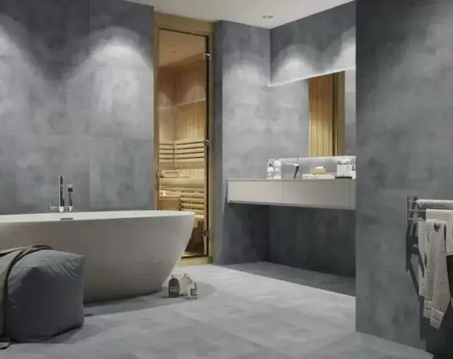 Интерьер с Керамогранит Zerde Concrete Light Grey 00000005021 60x120