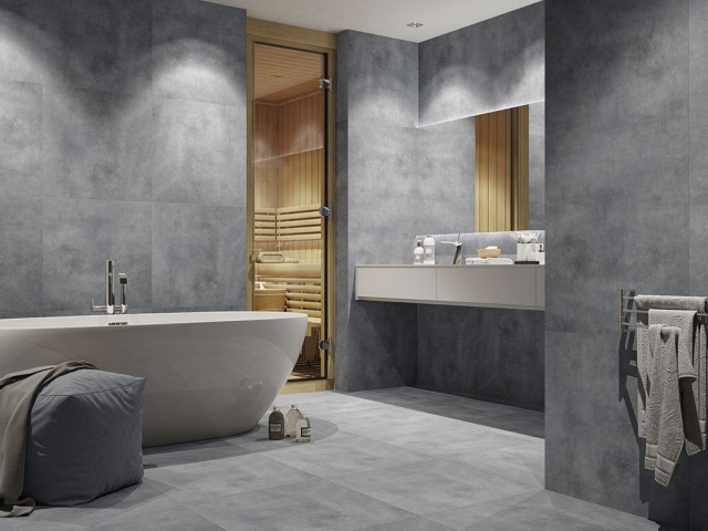 Интерьер с Керамогранит Zerde Concrete Light Grey 00000005021 60x120