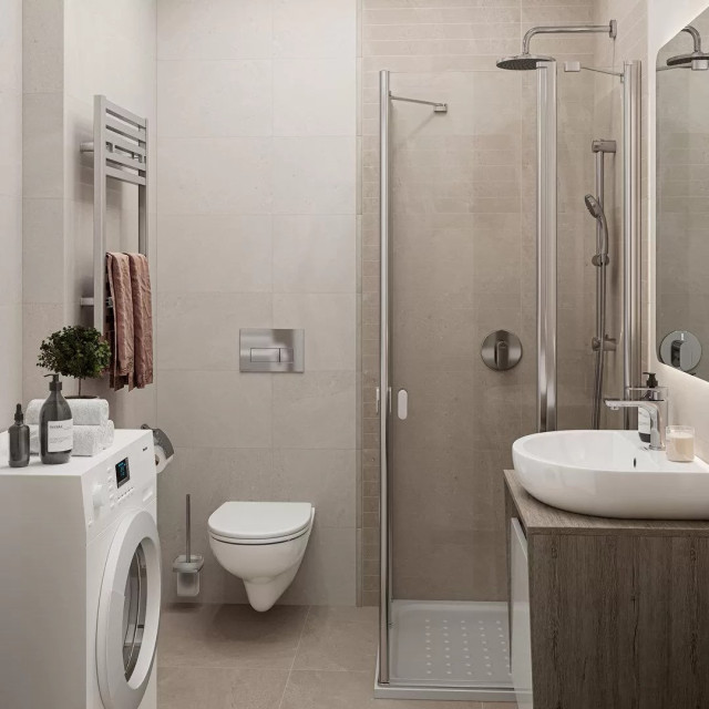 Интерьер с Плитка Kerama Marazzi Матрикс Серый Тёмный Полотно из 12 Частей 1321H 98x98
