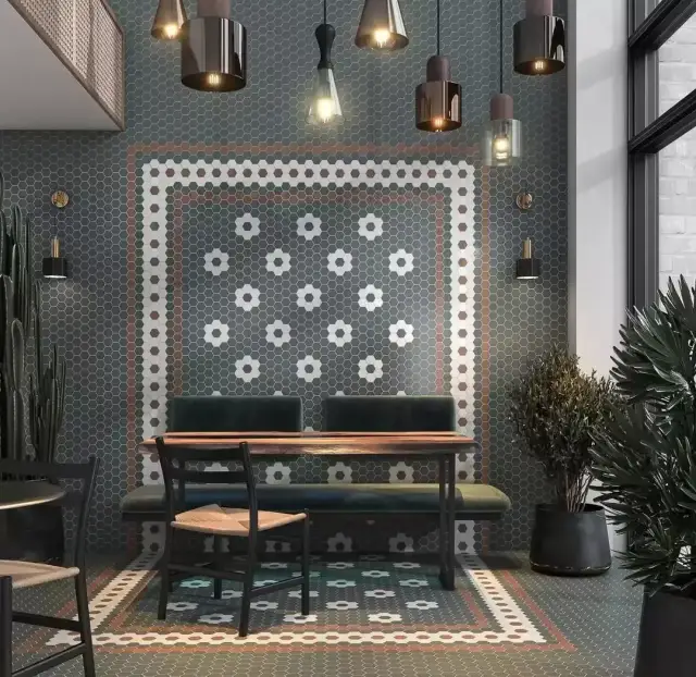Интерьер с Керамогранит Kerama Marazzi Агуста Серый Натуральный (30x40 из 12 частей) R10 1330 9.8x9.8