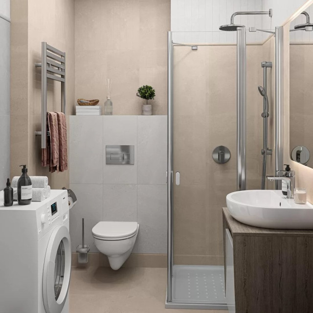 Интерьер с Плитка Kerama Marazzi Матрикс Серый Тёмный Полотно из 12 Частей 1321H 98x98