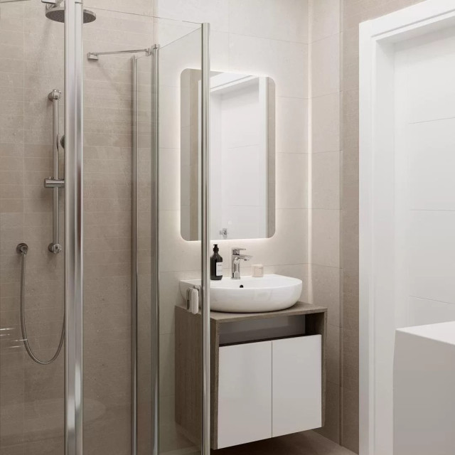 Интерьер с Плитка Kerama Marazzi Матрикс Серый Тёмный Полотно из 12 Частей 1321H 98x98