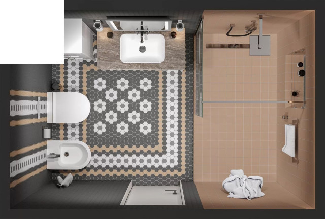 Интерьер с Керамогранит Kerama Marazzi Агуста Серый Натуральный (30x40 из 12 частей) R10 1330 9.8x9.8