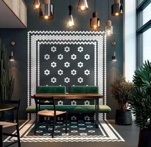 Интерьер с Керамогранит Kerama Marazzi Агуста Серый Натуральный (30x40 из 12 частей) R10 1330 9.8x9.8