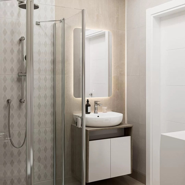 Интерьер с Плитка Kerama Marazzi Матрикс Серый Тёмный Полотно из 12 Частей 1321H 98x98