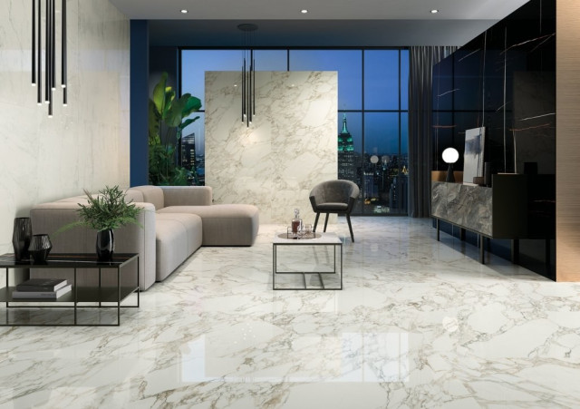 Интерьер с Керамогранит Italon Charme Deluxe Floor Project Statuario Fantastico Натуральный 80x160