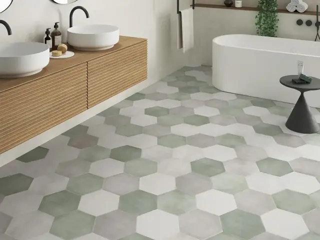 Интерьер с Керамогранит Durstone Six Cementine Bari Black 23x27