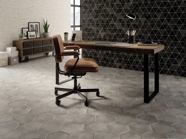 Интерьер с Керамогранит Durstone Six Cementine Bari Black 23x27