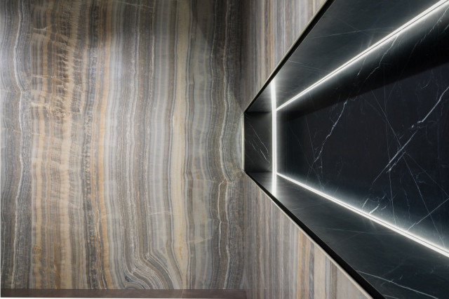 Интерьер с Керамогранит Ariostea Ultra Onici Green Onyx Vein Cut Lucidato Shiny UO6L300558 150x300