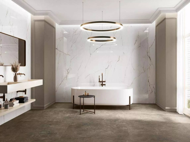 Интерьер с Керамогранит Pamesa Torano M Dorado Compacglass Rect. 017.869.0103.10106 60x120