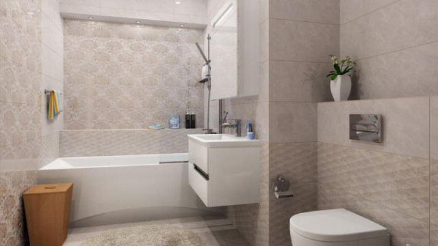 Интерьер с Плитка Kerama Marazzi Ричмонд Бежевый Обрезной 13001R 30x89.5