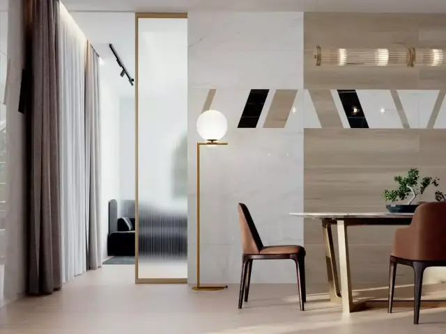 Интерьер с Плитка Kerama Marazzi Бертран Прадо Белый Обрезной 14001R 40x120