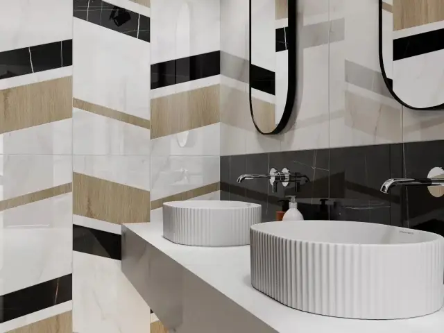 Интерьер с Плитка Kerama Marazzi Бертран Прадо Белый Обрезной 14001R 40x120