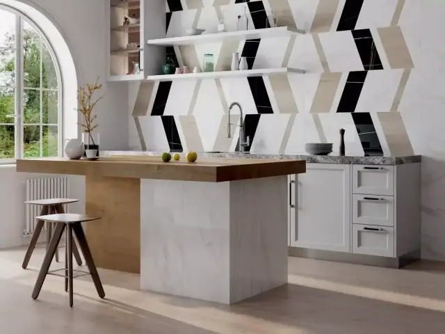 Интерьер с Плитка Kerama Marazzi Бертран Прадо Белый Обрезной 14001R 40x120