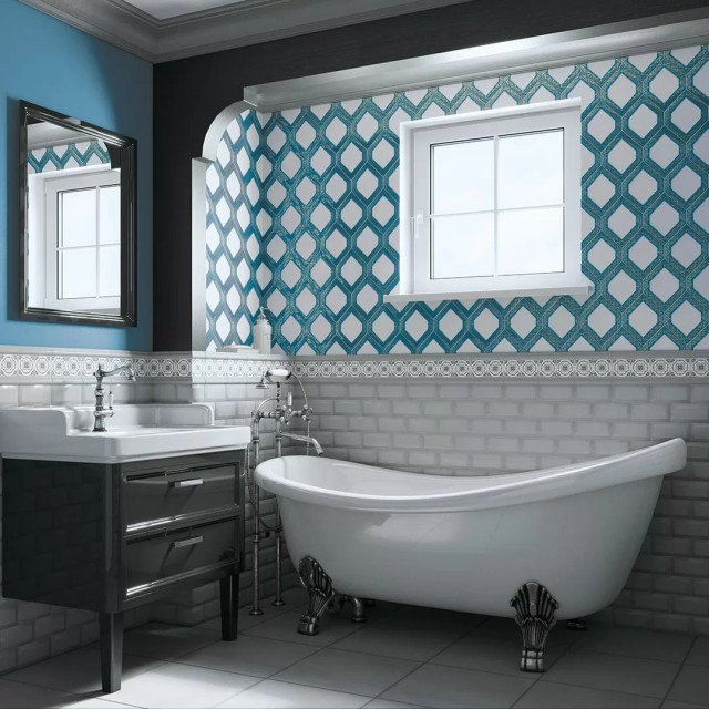 Интерьер с Плитка Kerama Marazzi Алькасар Клемансо Зелёный Тёмный Грань 16059 7.4x15