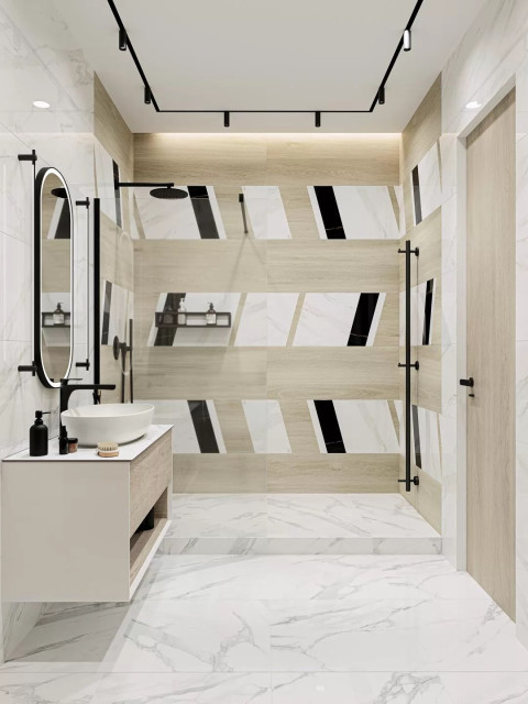 Интерьер с Керамогранит Kerama Marazzi Монте Тиберио Бежевый Лаппатированный Обрезной SG592022R 119.5x238.5