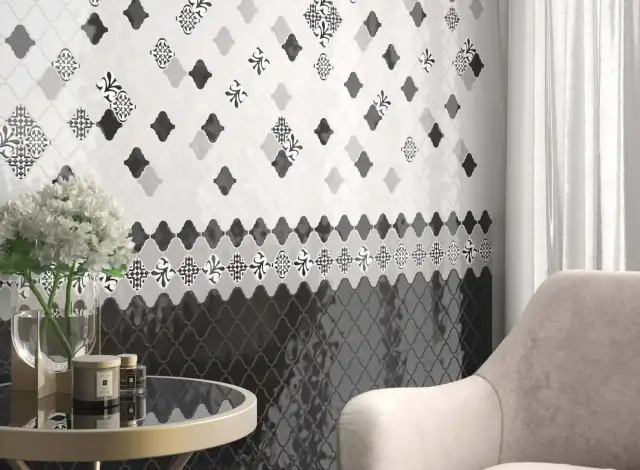 Интерьер с Декор Kerama Marazzi Арабески Глянцевый Орнамент OS/A26/65000 6.5x6.5