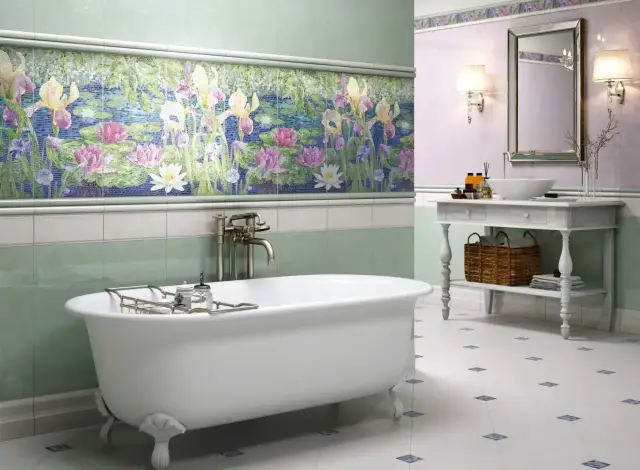 Интерьер с Плинтус Kerama Marazzi Сад Моне Белый Обрезной FMA013R 15x30