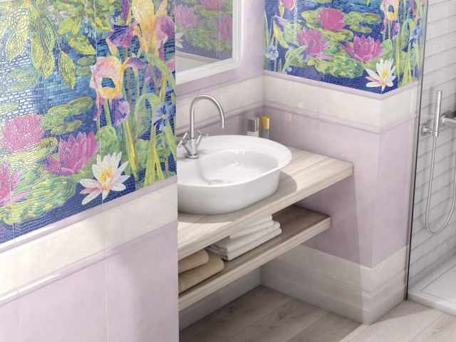 Интерьер с Плинтус Kerama Marazzi Сад Моне Белый Обрезной FMA013R 15x30