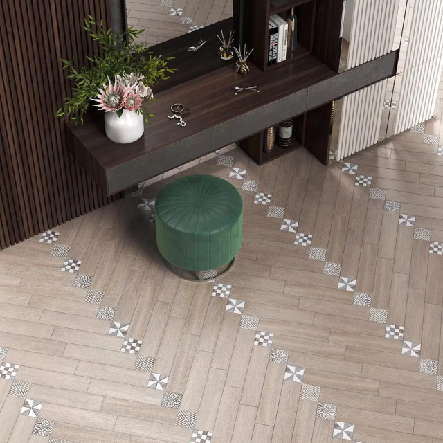 Интерьер с Керамогранит Kerama Marazzi Вяз Беж Тёмный SG400600N 9.9x40.2