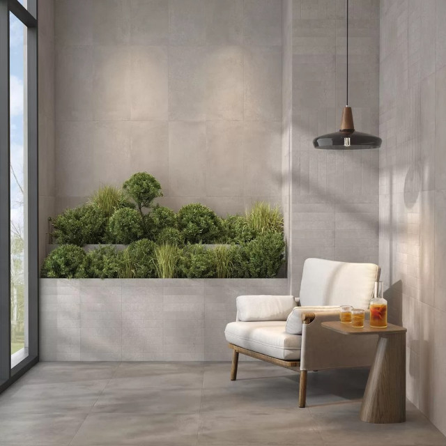 Интерьер с Керамогранит Kerama Marazzi Мирабо Серый Темный Матовый Обрезной KM6012G0721R 60x119.5