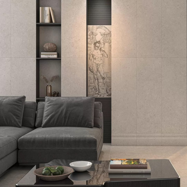 Интерьер с Панно Kerama Marazzi AZ/A051/2x/14058R Риккарди 1 Серый Светлый Матовый Обрезной AZ/A051 80x120