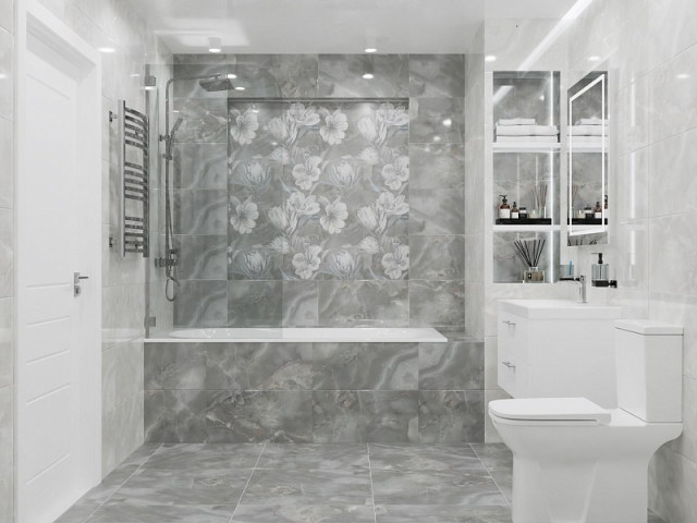 Интерьер с Керамогранит Azori Opale Grey R 848913101 60x60