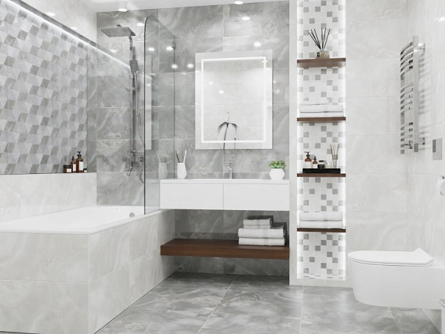 Интерьер с Керамогранит Azori Opale Grey R 848913101 60x60