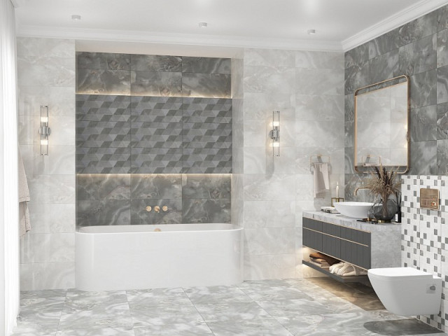 Интерьер с Керамогранит Azori Opale Grey R 848913101 60x60