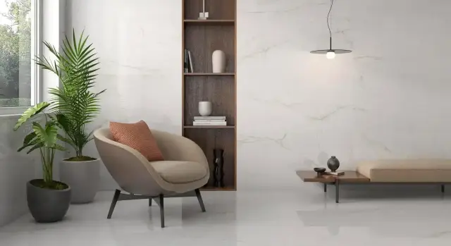 Интерьер с Керамогранит Pamesa Crystal White Compacglass Rect. 017.120.0001.11484 120x120