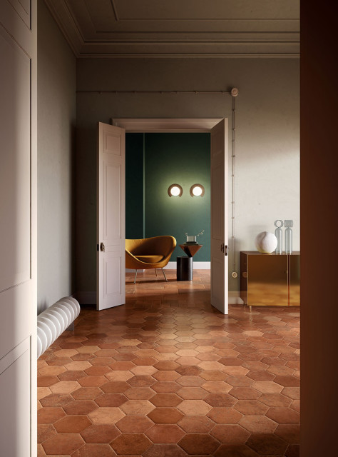 Интерьер с Керамогранит CIR Cotto Del Campiano Giallo Umbria 1080367 40x60.8