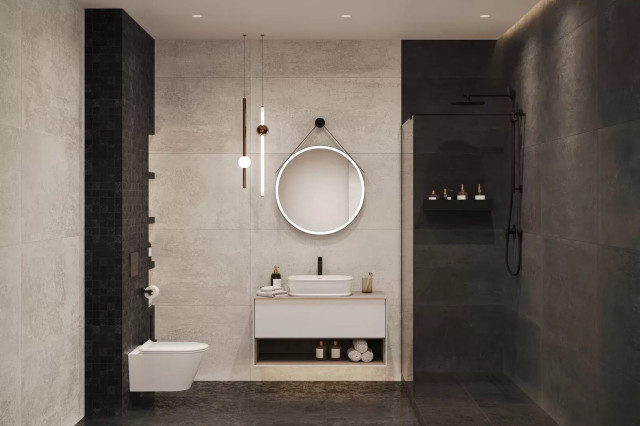 Интерьер с Керамогранит Kerama Marazzi Про Фьюче Бежевый Светлый Обрезной DD593220R 60x119.5