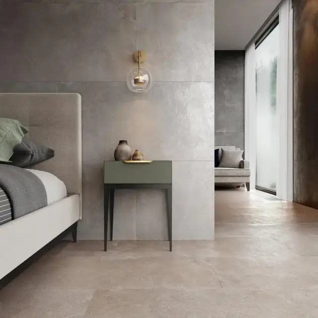 Интерьер с Плинтус Kerama Marazzi Про Стоун Серый Обрезной DD200420R/3BT 60x9.5