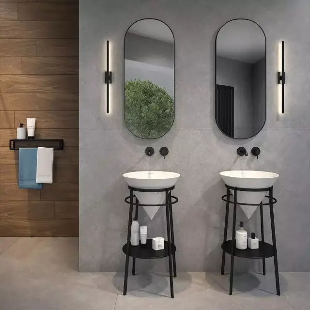 Интерьер с Плинтус Kerama Marazzi Про Стоун Серый Обрезной DD200420R/3BT 60x9.5