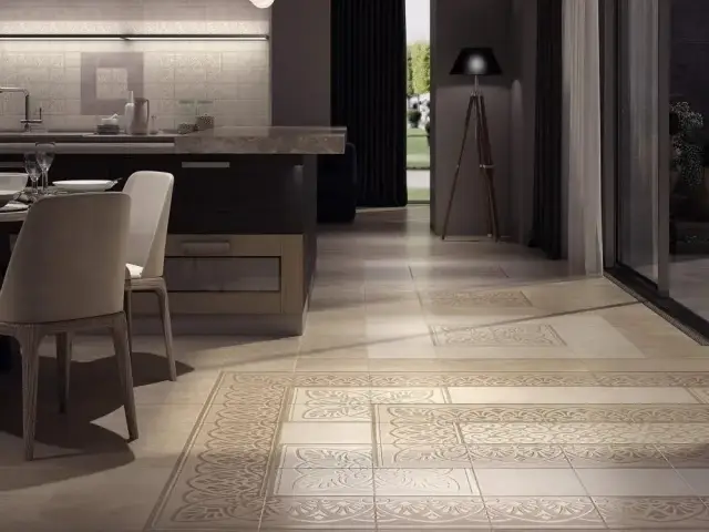 Интерьер с Плинтус Kerama Marazzi Про Стоун Серый Обрезной DD200420R/3BT 60x9.5