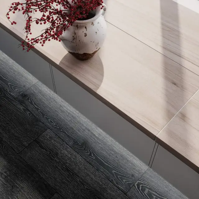 Интерьер с Плинтус Kerama Marazzi Про Вуд Бежевый Темный DL5101/BTG 8x39.6
