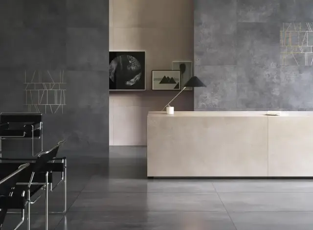 Интерьер с Керамогранит Kerama Marazzi Турнель Серый Тёмный Обрезной DL571290R 80x160