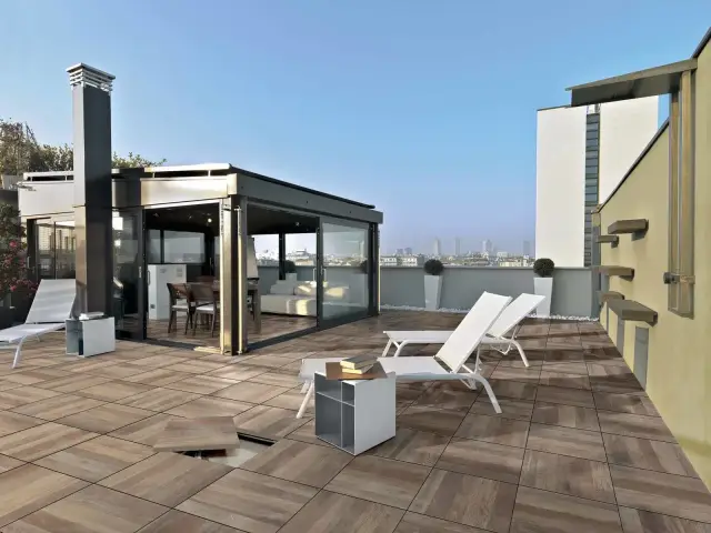 Интерьер с Керамогранит Antica Ceramica Rubiera Ultra Aspen Antracite 20mm DR04153 60x60