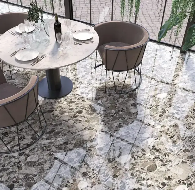 Интерьер с Керамогранит Kerama Marazzi Травертин Бежевый Обрезной SG072800R6 119.5x320