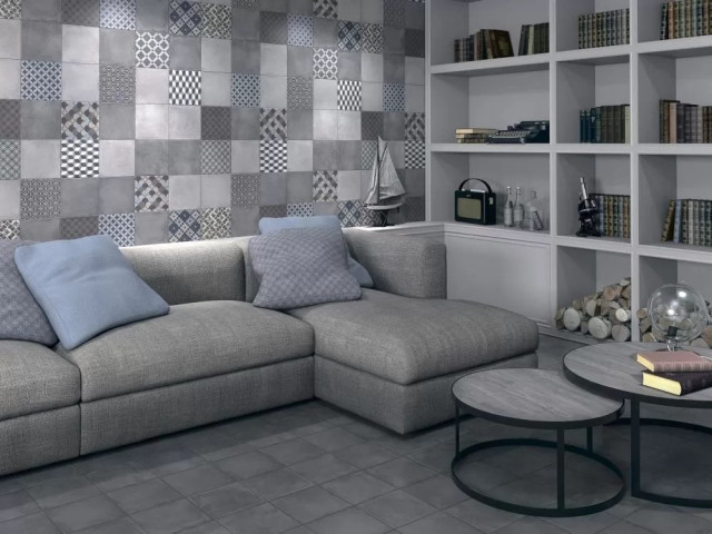 Интерьер с Керамогранит Kerama Marazzi Карнаби-Стрит Серый Темный SG1572N 20x20