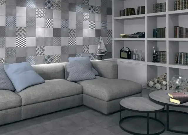 Интерьер с Керамогранит Kerama Marazzi Карнаби-Стрит Серый Темный SG1572N 20x20