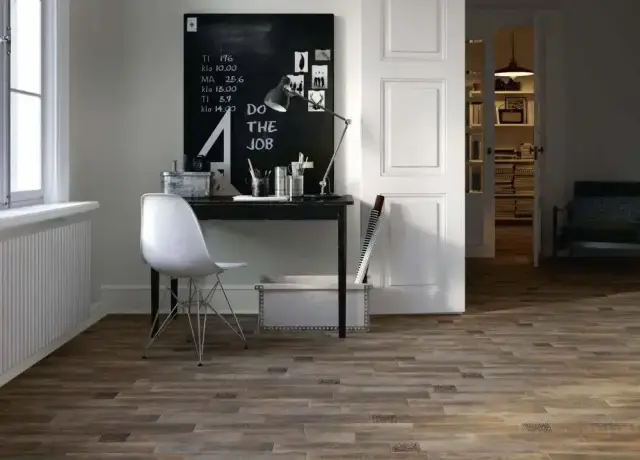 Интерьер с Керамогранит Kerama Marazzi Браш Вуд Коричневый SG401200N 9.9x40.2