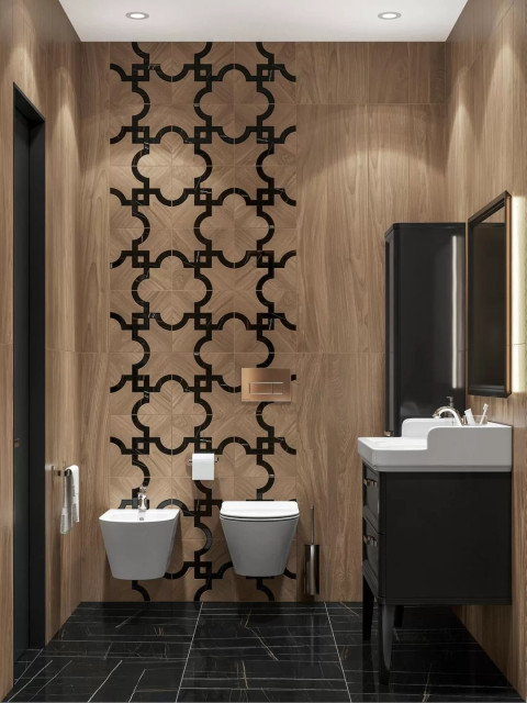 Интерьер с Керамогранит Kerama Marazzi Монтиони Коричневый Матовый Обрезной SG526520R 20x119.5