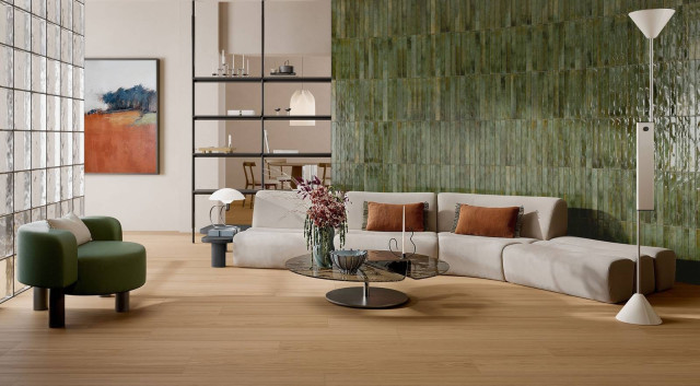 Интерьер с Керамогранит Rondine Oku Contemporary Natural 8.5мм J94089 24x150