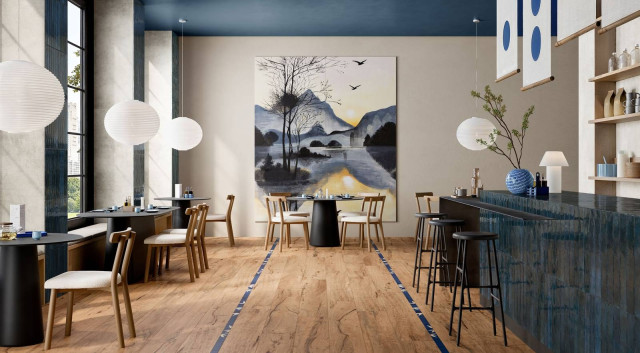 Интерьер с Керамогранит Rondine Oku Contemporary Natural 8.5мм J94089 24x150
