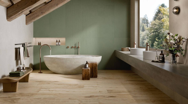 Интерьер с Керамогранит Rondine Oku Contemporary Natural 8.5мм J94089 24x150
