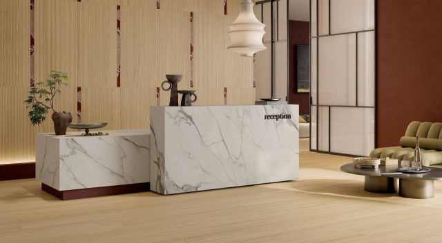 Интерьер с Керамогранит Rondine Oku Contemporary Natural 8.5мм J94089 24x150