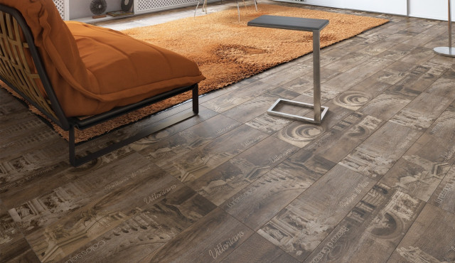 Интерьер с Керамогранит Grasaro Italian Wood Dark Brown Str. G-252/SR 20x60